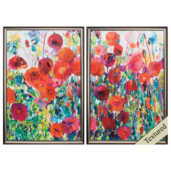 17' X 25' Brown Frame Vivid Poppy Collage (Set of 2)