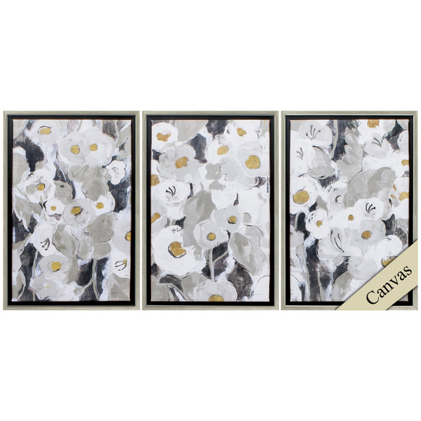 15' X 22' Silver Frame Velvety Florals (Set of 3)