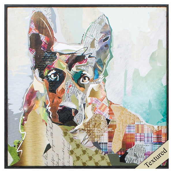 12' X 12' Distressed Black Frame German Shepherd