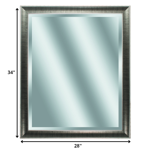 28' X 34' Gunmetal Gray Frame Beveled Mirror