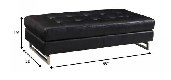 63" X 32" X 19" Black Ottoman