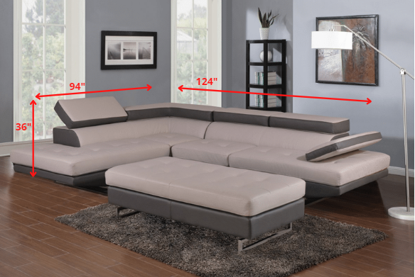 124" X 94" X 36" Twoto Tone Sectional LAF