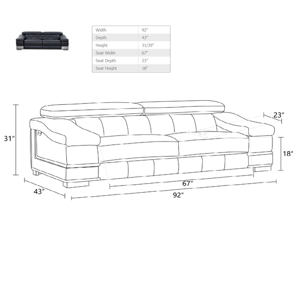 16".5 X 86" X 62" Black  Sofa Love