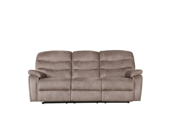 Two Piece Light Brown Microfiber Reclining Sofa Set