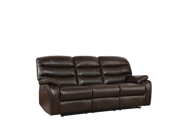 Dark Brown Faux Leather Reclining Sofa