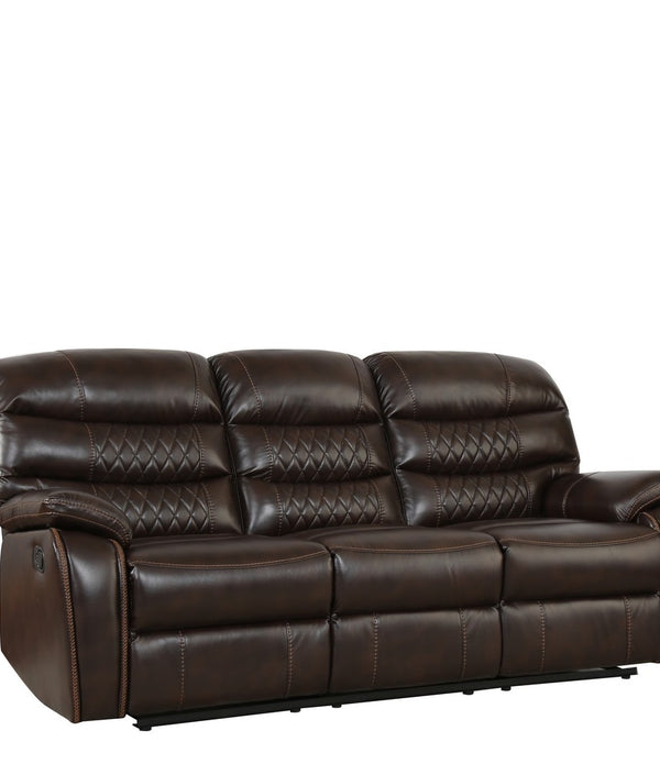 Dark Brown Faux Leather Reclining Sofa