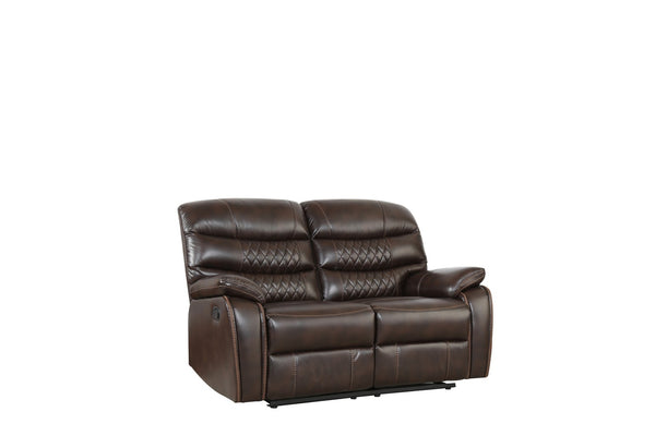 Dark Brown Faux Leather Reclining Loveseat