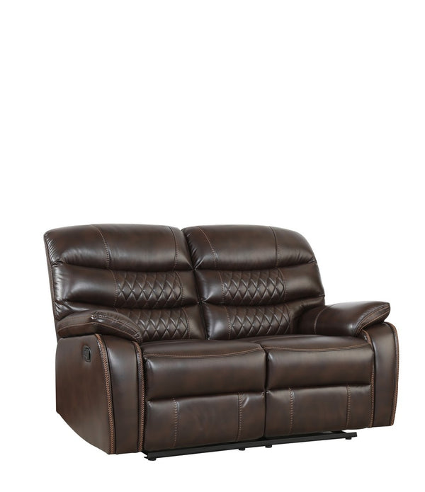 Dark Brown Faux Leather Reclining Loveseat