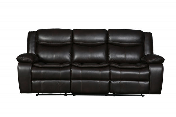 Modern Soft Brown Faux Leather Reclining Sofa