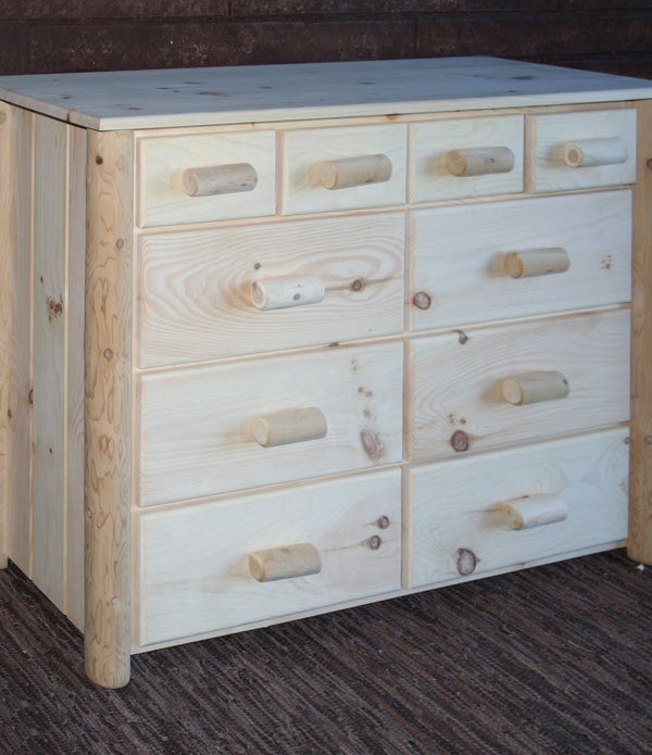 Natural Unfinished Wood Ten Drawer Dresser