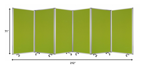 212 x 1 x 71 Green Metal 6 Panel Screen