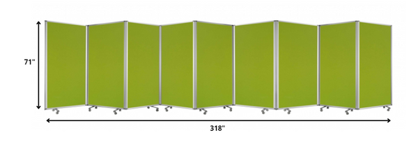 318" x 1" x 71" Green, Metal, 9 Panel, Screen