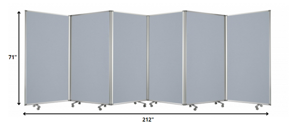 212 x 1 x 71 Metal Grey 6 Panel Screen