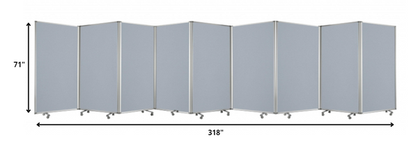 318" x 1" x 71" Metal, Grey, 9 Panel, Screen