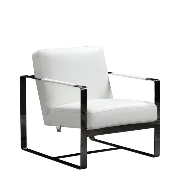 28" X 35" X 31" White Leather Accent Chair