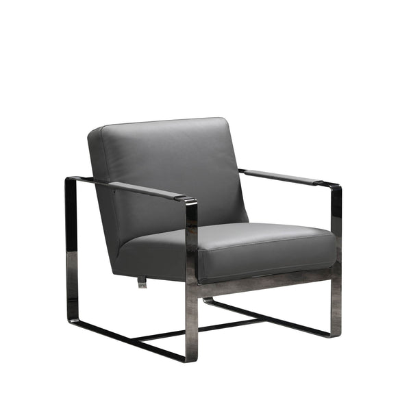 28" X 35" X 31" Dark Gray Leather Accent Chair