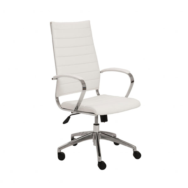 22.25" X 27" X 45.25" High Back Office Chair in White with Aluminum Base