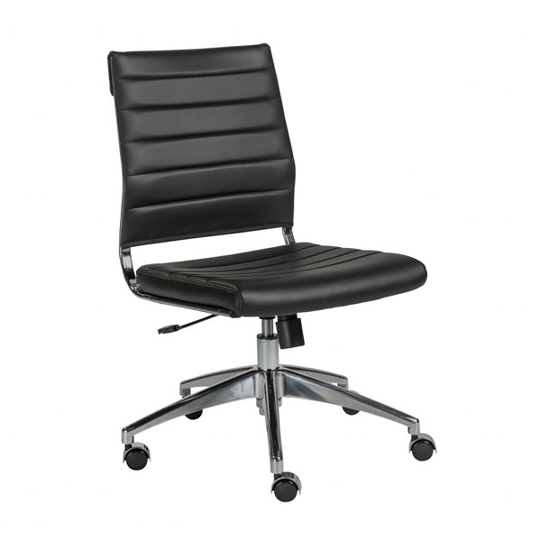 22.84" X 24.61" X 38.98" Armless Low Back Office Chair in Black with Aluminum Base