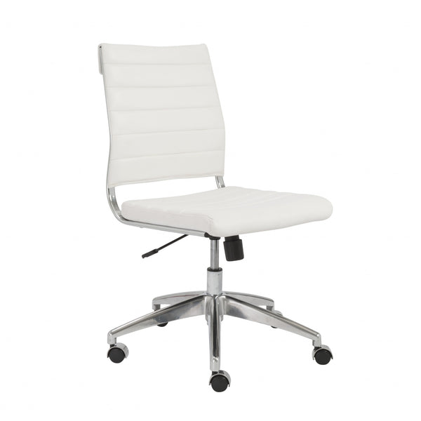 22.84" X 24.61" X 38.98" Armless Low Back Office Chair in White with Aluminum Base