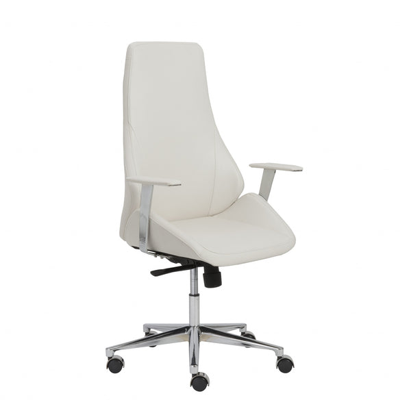 26.75" X 25.75" X 47.75" High Back Office Chair in White with Chromed Steel Base