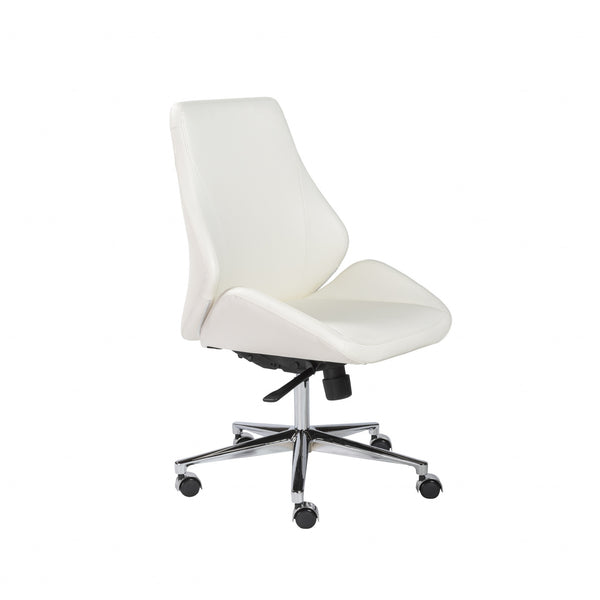 26.75" X 26" X 40.75" Armless Low Back Office Chair in White with Chromed Aluminum Base