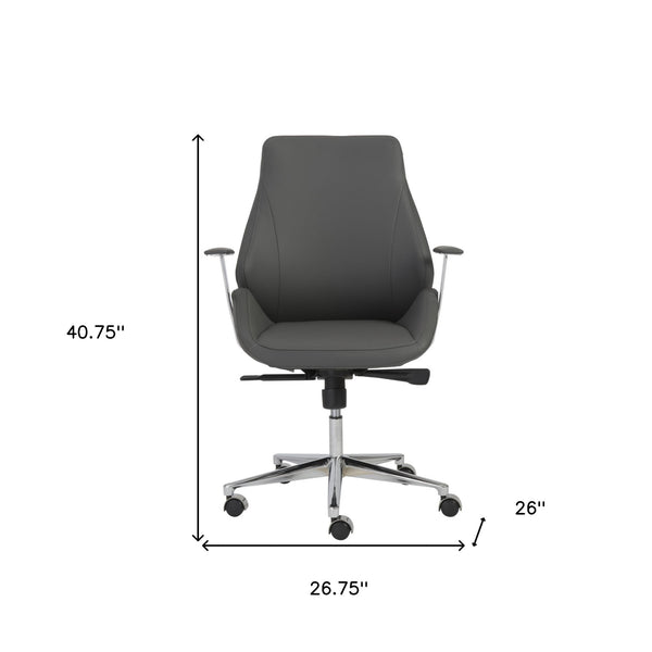 Gray Faux Leather Scoop Office Chair with Mod Armrests