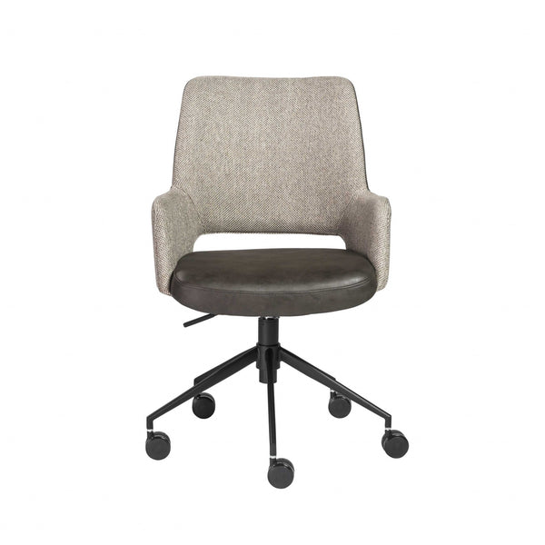 21.26" X 25.60" X 37.21" Tilt Office Chair in Light Gray Fabric and Dark Gray Leatherette with Black Base