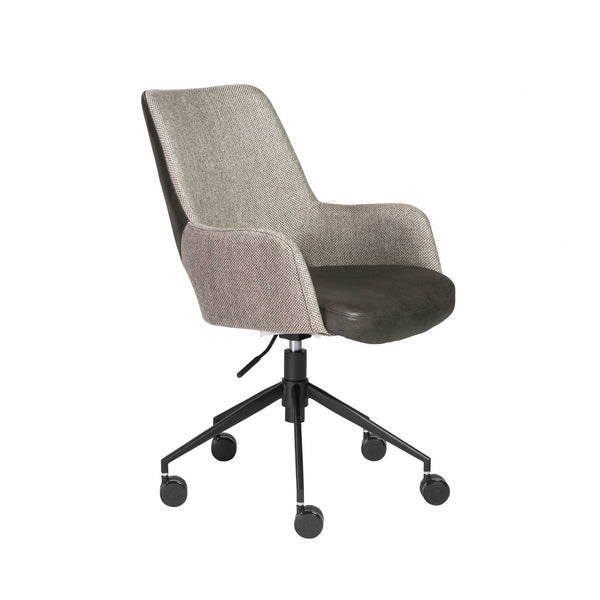 21.26" X 25.60" X 37.21" Office Chair in Light Gray Fabric and Dark Gray Leatherette with Black Base