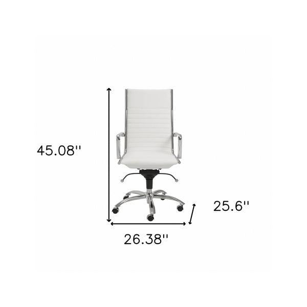 26.38" X 25.60" X 45.08" High Back Office Chair in White with Chromed Steel Base