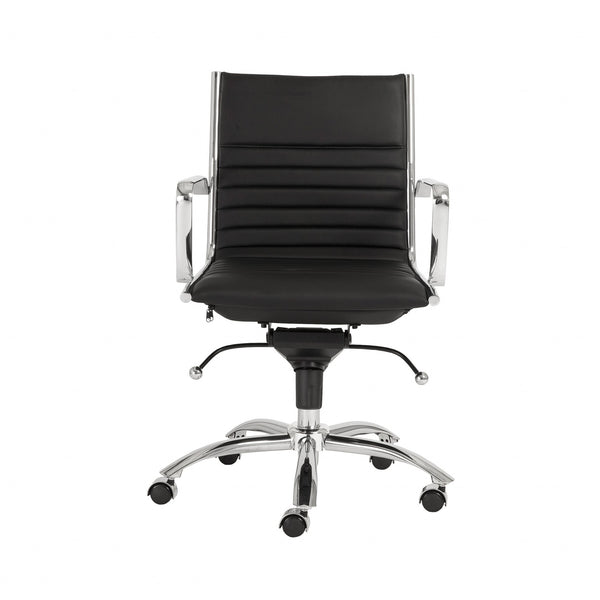 27.01" X 25.04" X 38" Low Back Office Chair in Black with Chromed Steel Base