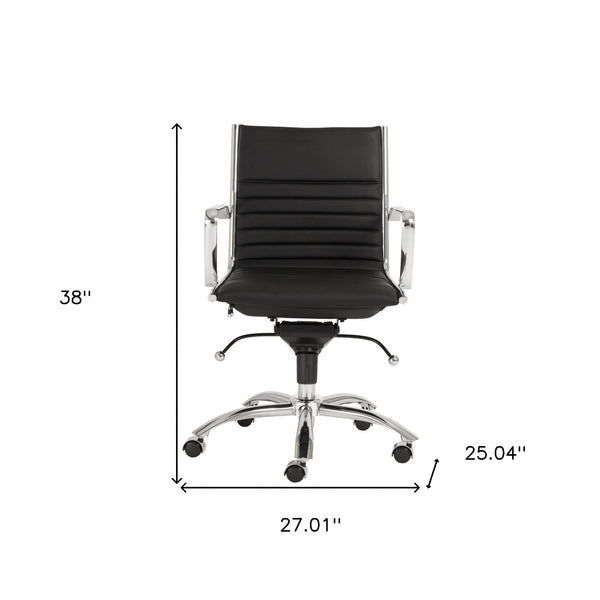 27.01" X 25.04" X 38" Low Back Office Chair in Black with Chromed Steel Base