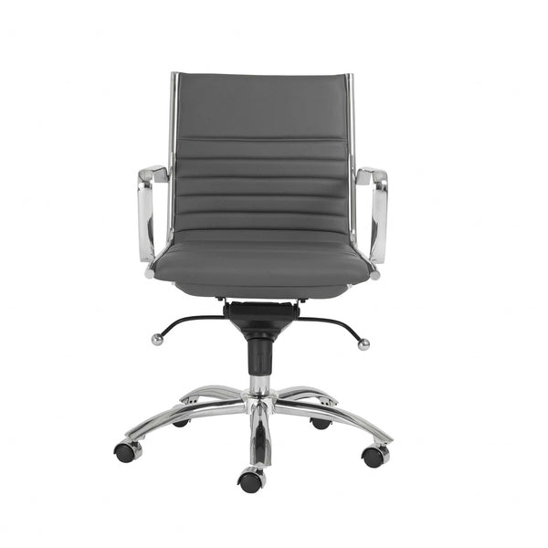 27.01" X 25.04" X 38" Low Back Office Chair in Gray with Chromed Steel Base