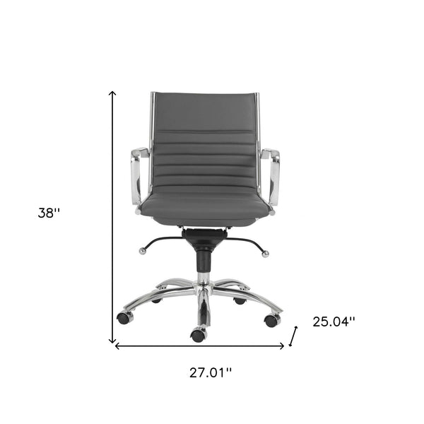 27.01" X 25.04" X 38" Low Back Office Chair in Gray with Chromed Steel Base