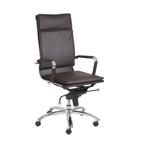 26.38" X 27.56" X 45.87" High Back Office Chair in Brown with Chromed Steel Base