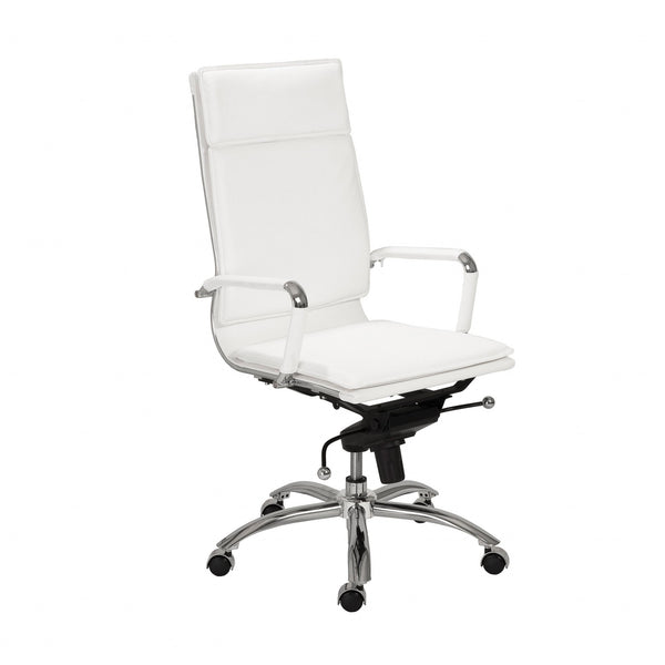 26.38" X 27.56" X 45.87" High Back Office Chair in White with Chromed Steel Base