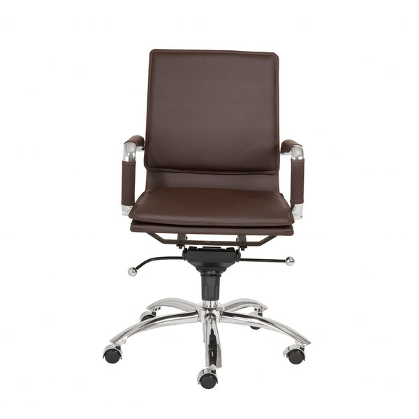 25.99" X 26.78" X 38.39" Low Back Office Chair in Brown with Chromed Steel Base