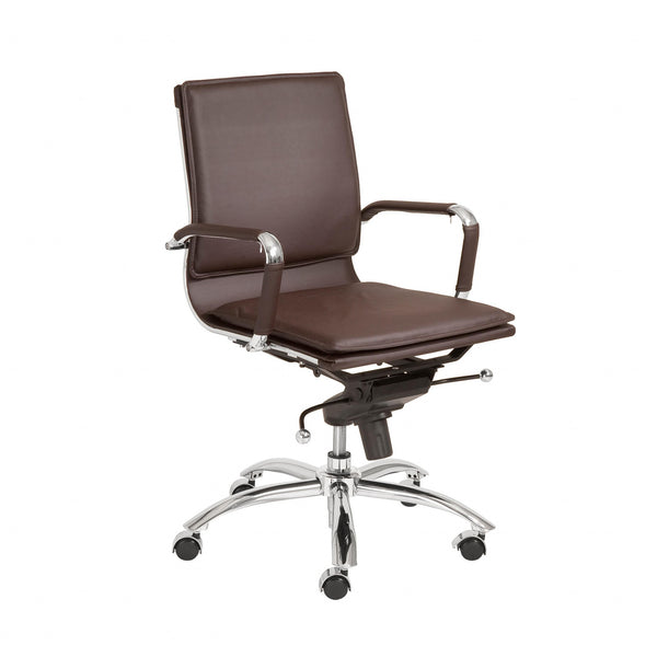 25.99" X 26.78" X 38.39" Low Back Office Chair in Brown with Chromed Steel Base