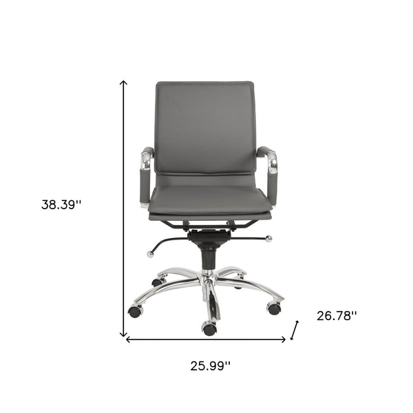 25.99" X 26.78" X 38.39" Low Back Office Chair in Gray with Chromed Steel Base