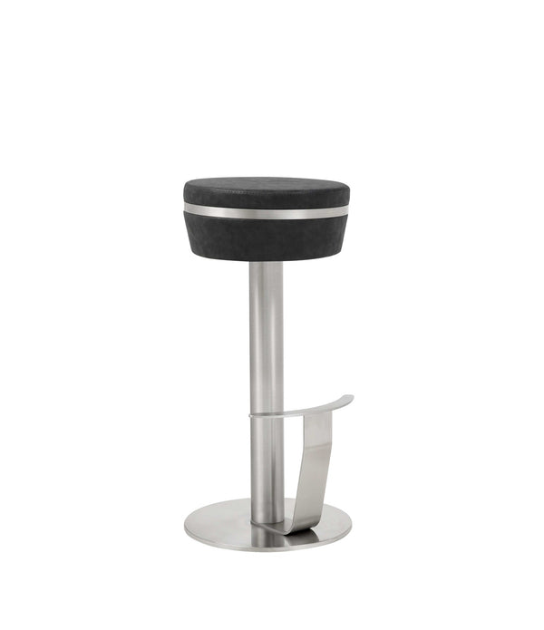 Pedestal Frame Black and Stainless Backless Barstool