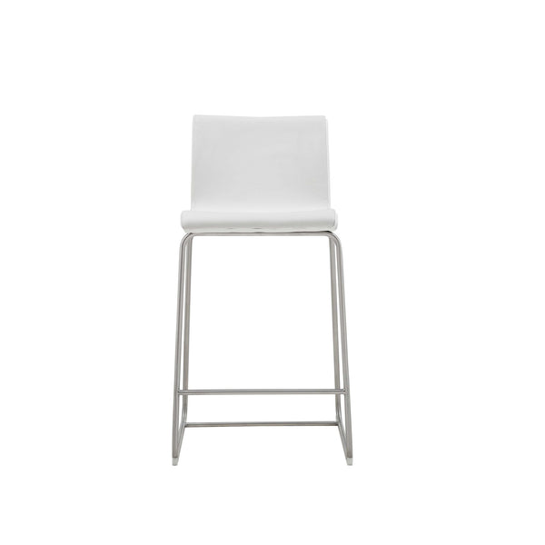 Set of 2 White Faux Leather Low Back Counter Stools