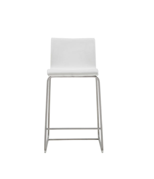 Set of 2 White Faux Leather Low Back Counter Stools