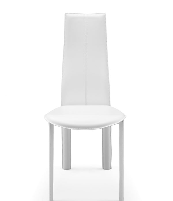 Set of 4 Modern Dining White Faux Leather Dining Chairs