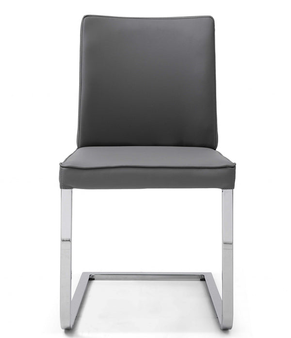 Gray Faux Leather and Chrome Dining Chair