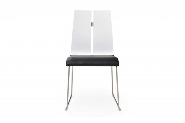 White and Black Faux Leather Metal Dining Chair