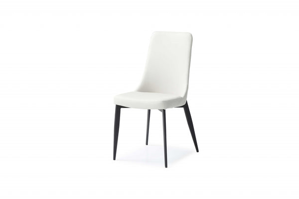 Set of 2 White Faux Leather Metal Dining Chairs