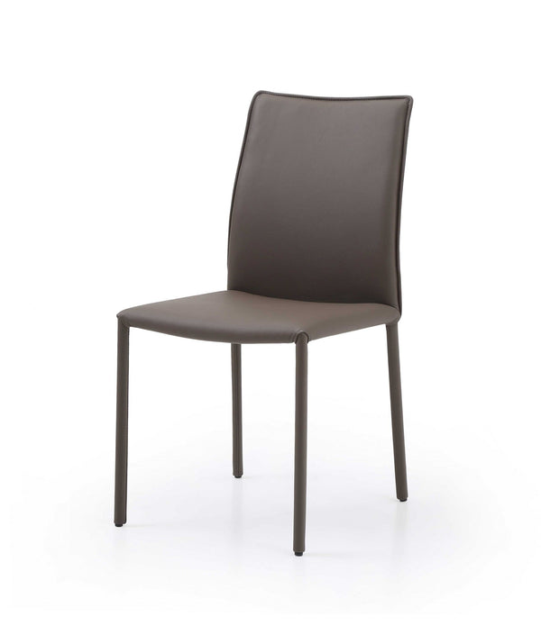 Taupe Faux Leather and Metal Dining Chair