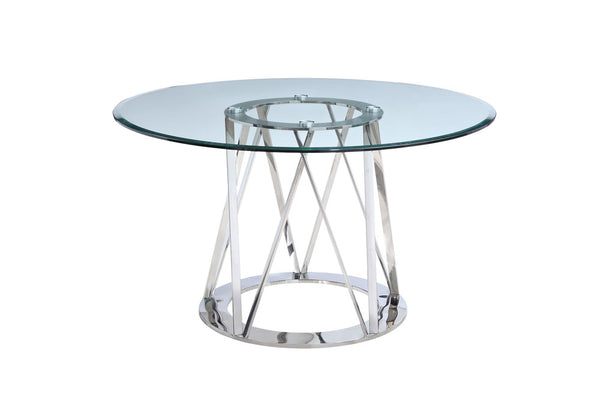 51 X 51 X 29 Clear Glass Round Dining Table