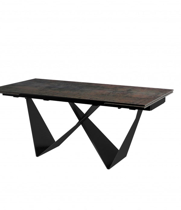 71 X 35 X 30 Black Ceramic Metal Dining Table