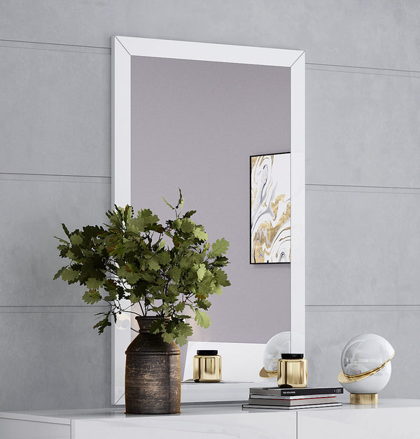 34 X 3 X 50 White Glass Mirror