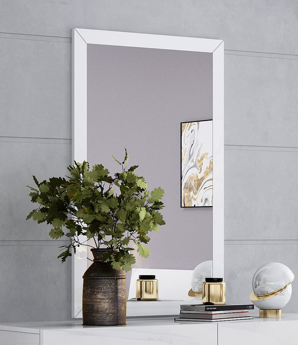 34 X 3 X 50 White Glass Mirror